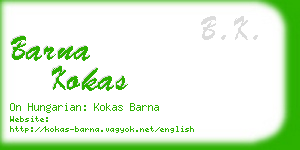 barna kokas business card